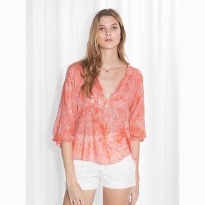 TOMS x & Other Stories Women's Peasant Blouse Silk Sz 8